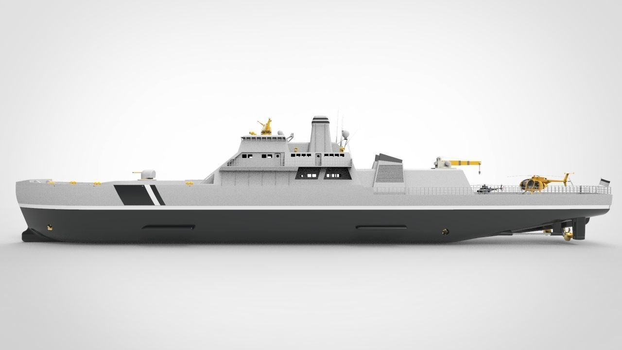 Offshore Patrol Vessel 90M Low-poly 3D model_2