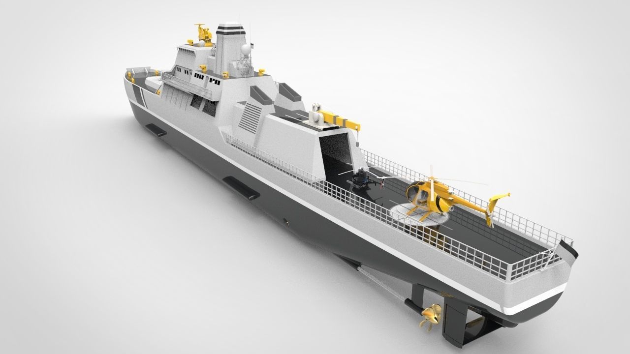 Offshore Patrol Vessel 90M Low-poly 3D model_4