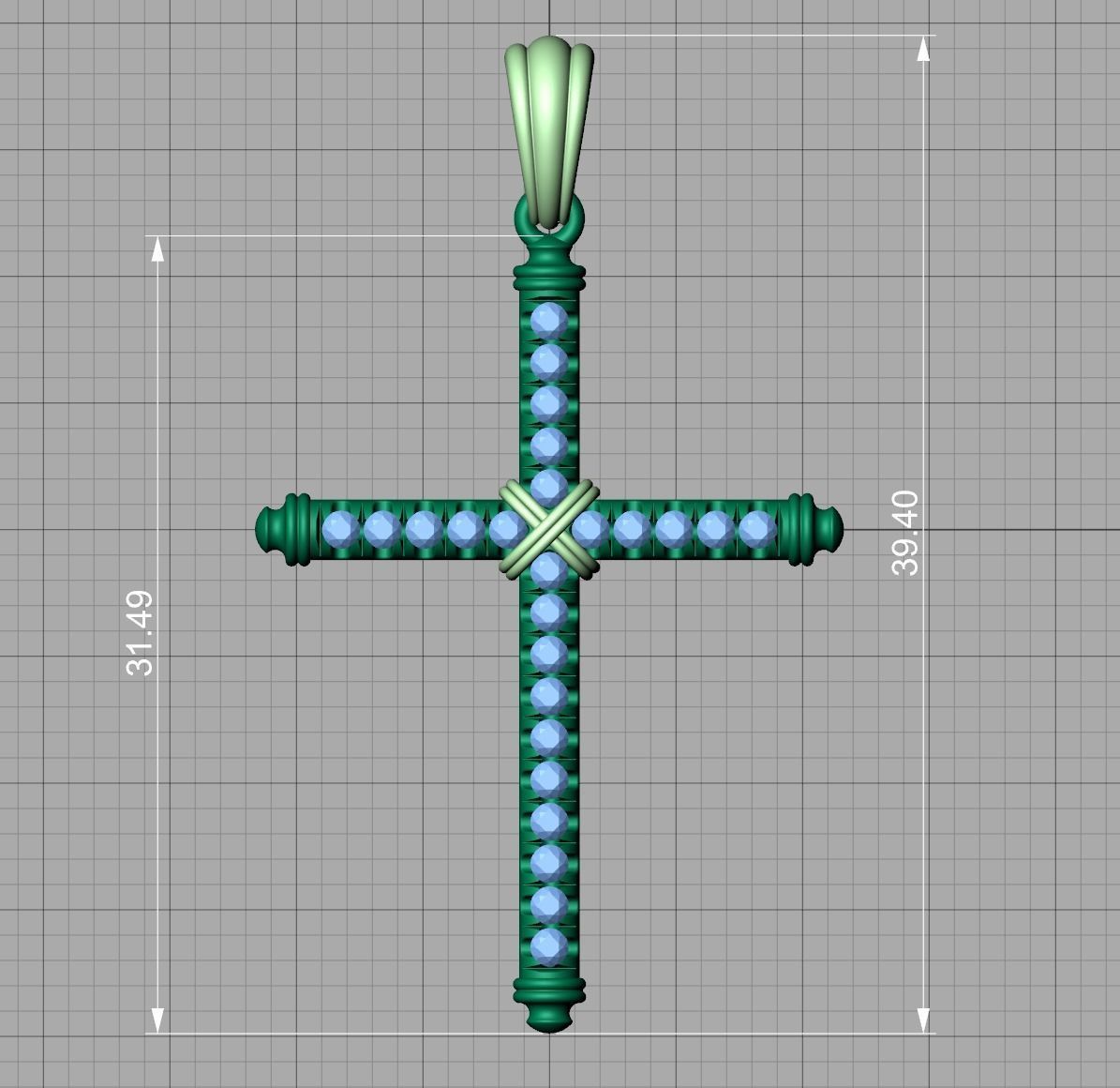 Diamond Cross Necklace Two-Tone Cross French Pave setting 3D print model_11