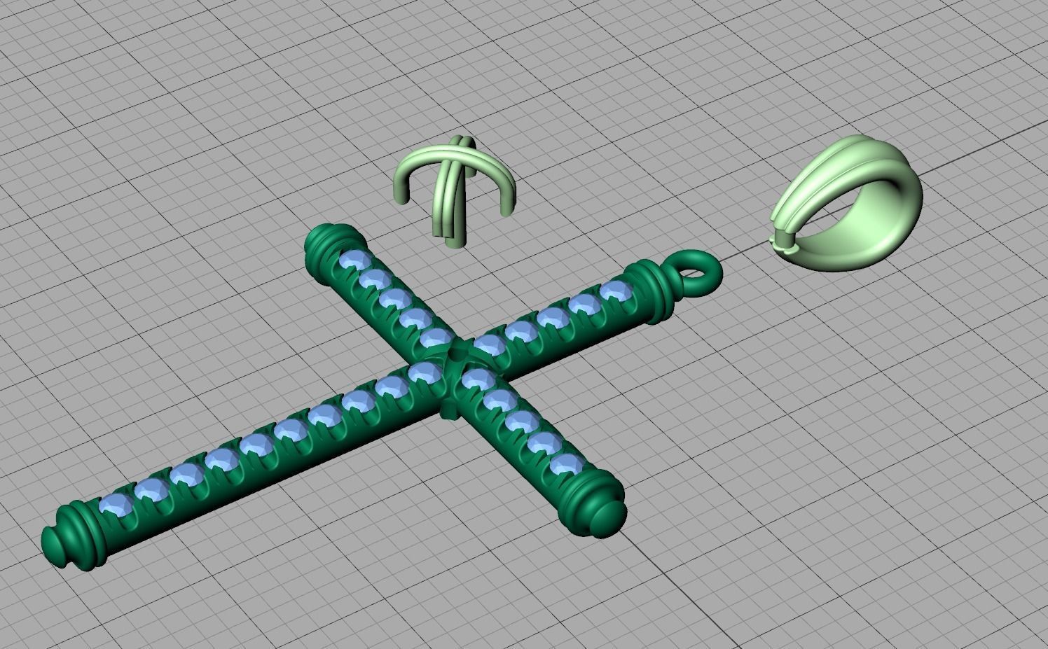 Diamond Cross Necklace Two-Tone Cross French Pave setting 3D print model_20