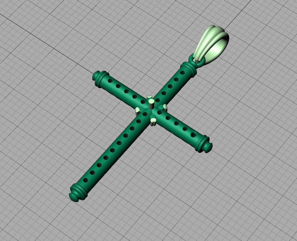 Diamond Cross Necklace Two-Tone Cross French Pave setting 3D print model_19