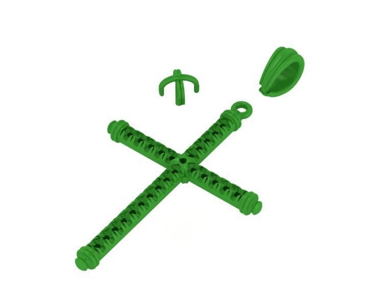 Diamond Cross Necklace Two-Tone Cross French Pave setting 3D print model_13