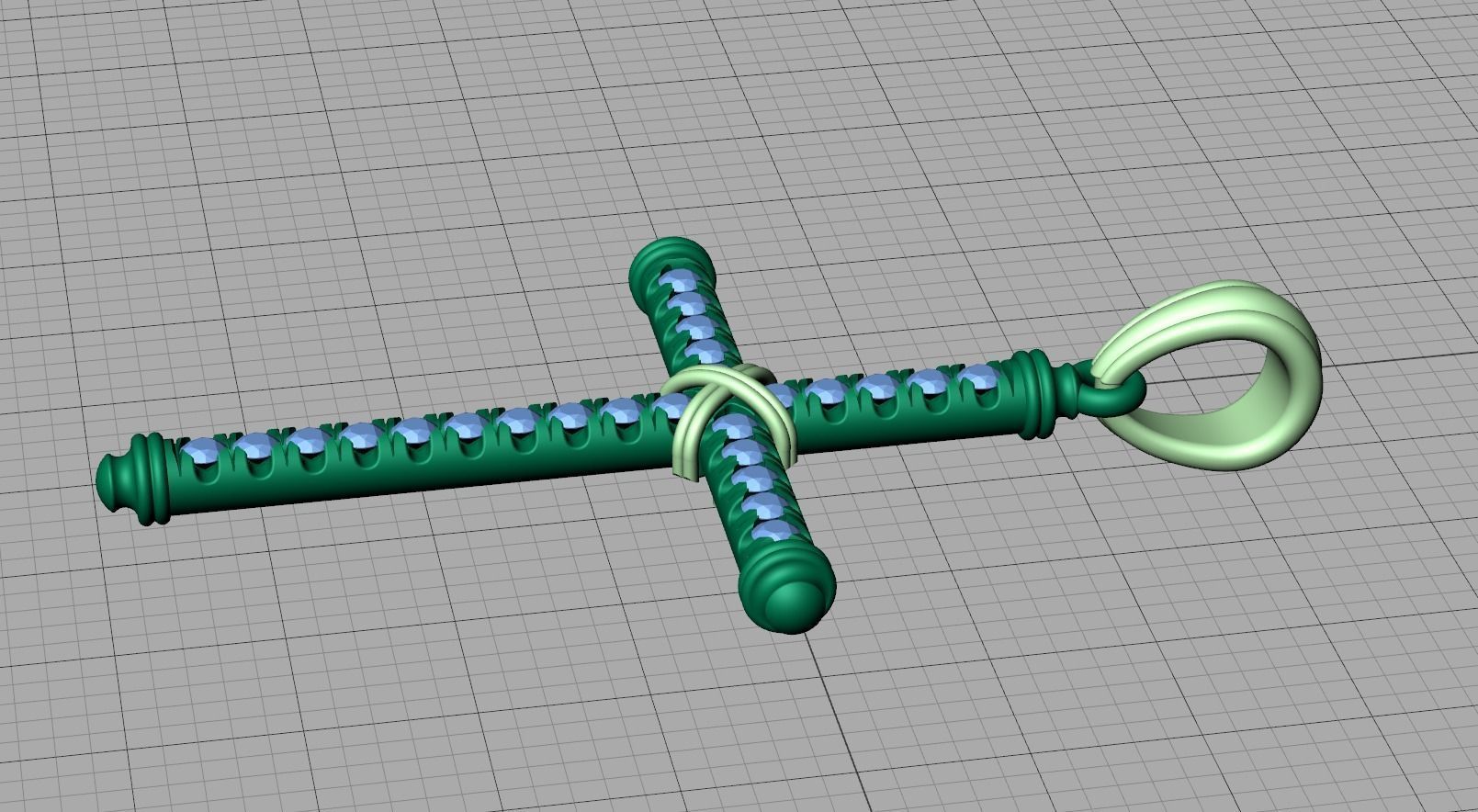 Diamond Cross Necklace Two-Tone Cross French Pave setting 3D print model_16