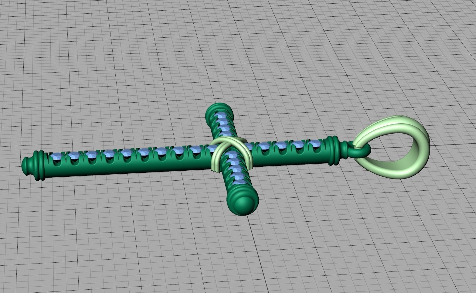 Diamond Cross Necklace Two-Tone Cross French Pave setting 3D print model_17