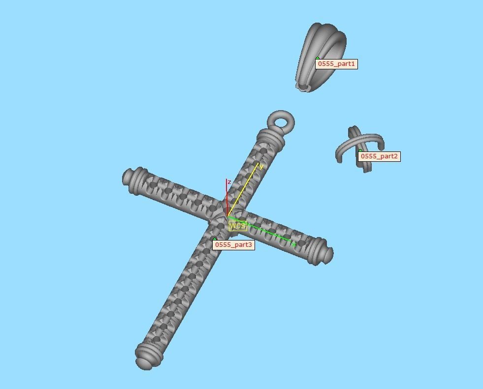 Diamond Cross Necklace Two-Tone Cross French Pave setting 3D print model_15