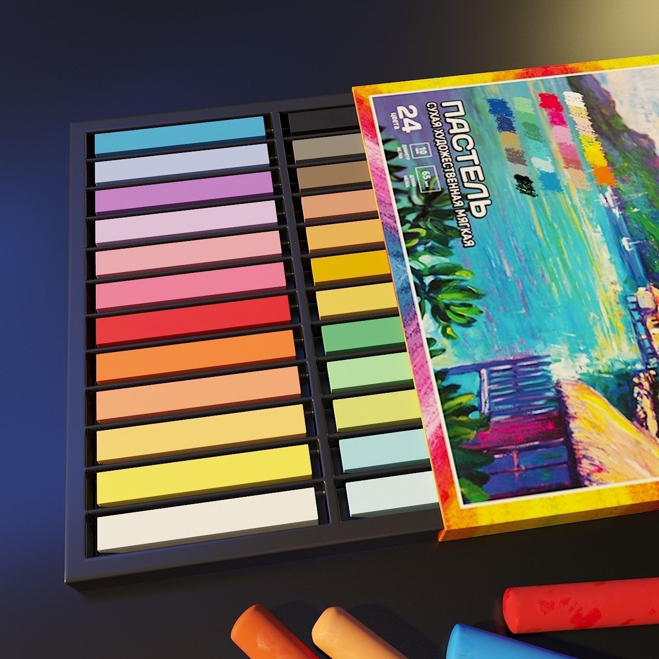 Artist Studio Pastels Set 190 11 3D model_4
