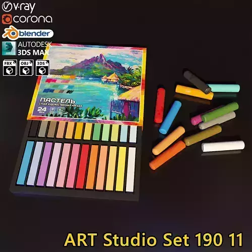 Artist Studio Pastels Set 190 11 3D model