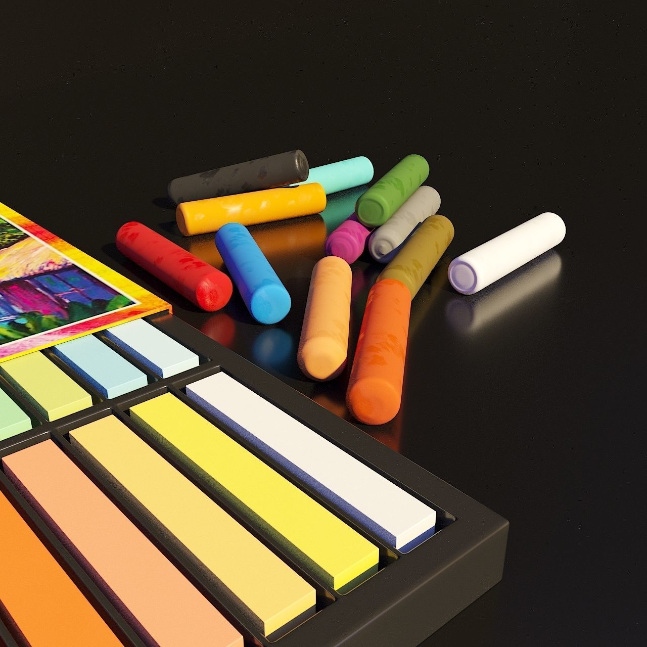 Artist Studio Pastels Set 190 11 3D model_5