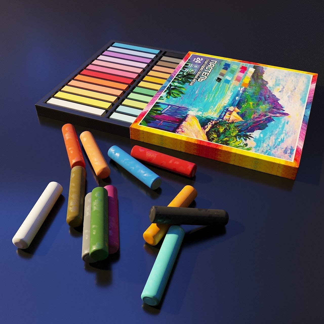 Artist Studio Pastels Set 190 11 3D model_3