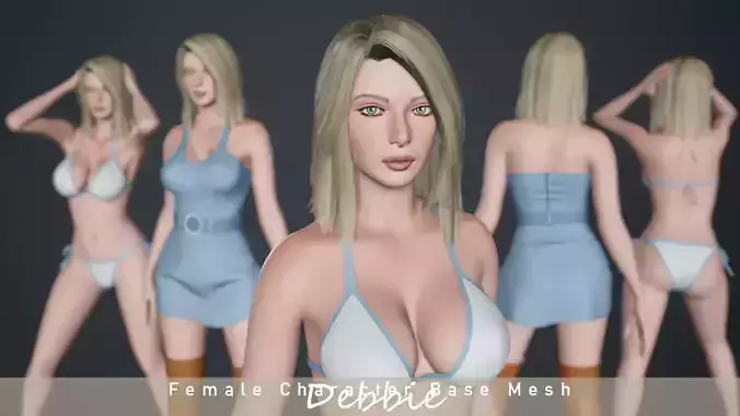 Debbie - Female Character Base Mesh Version 3 Low-poly 3D model