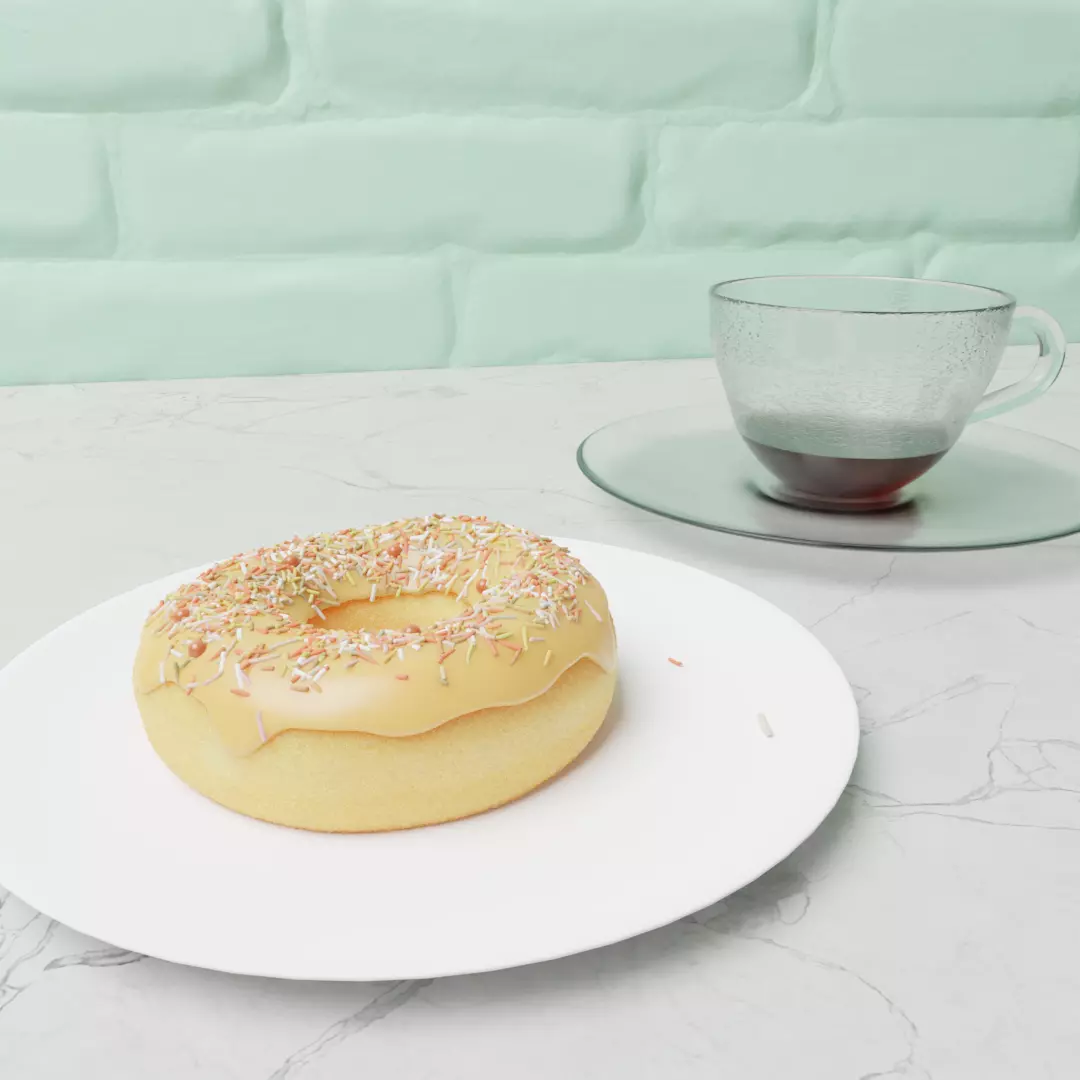 Donut and Coffee 3D model_0