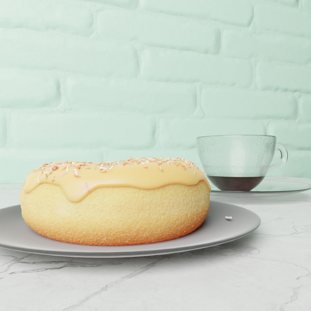 Donut and Coffee 3D model_1