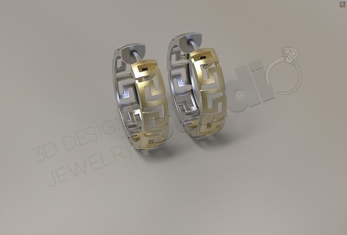 Greek meander symbol earring 3d model 3D print model