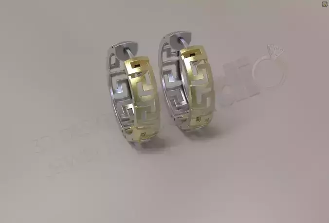 Greek meander symbol earring 3d model 3D print model