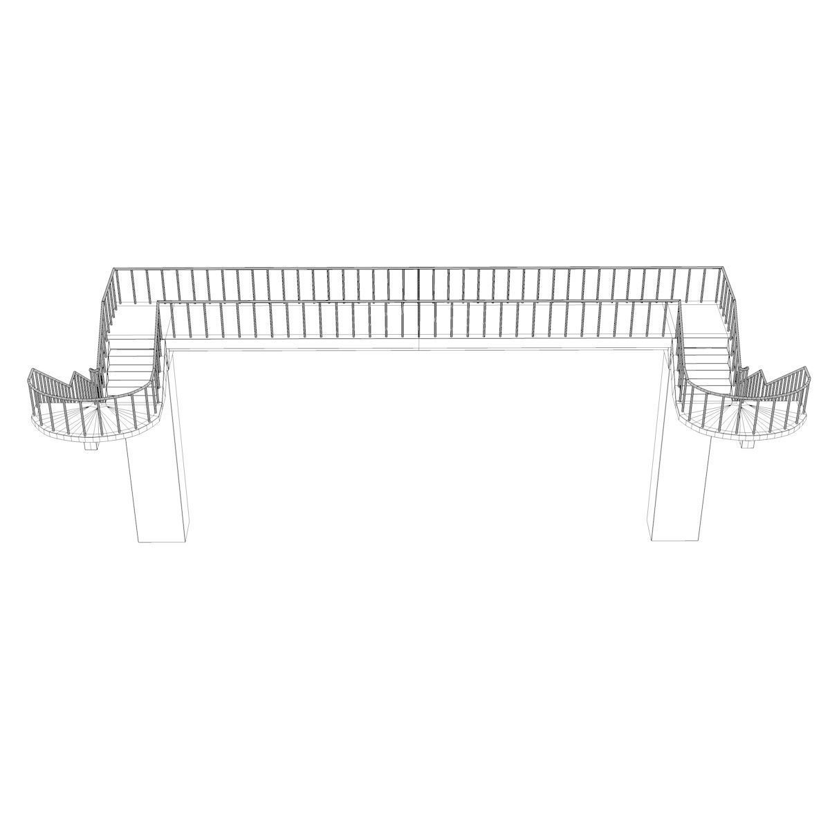 Footbridge bridge with stairs leading up to it 3D model_13