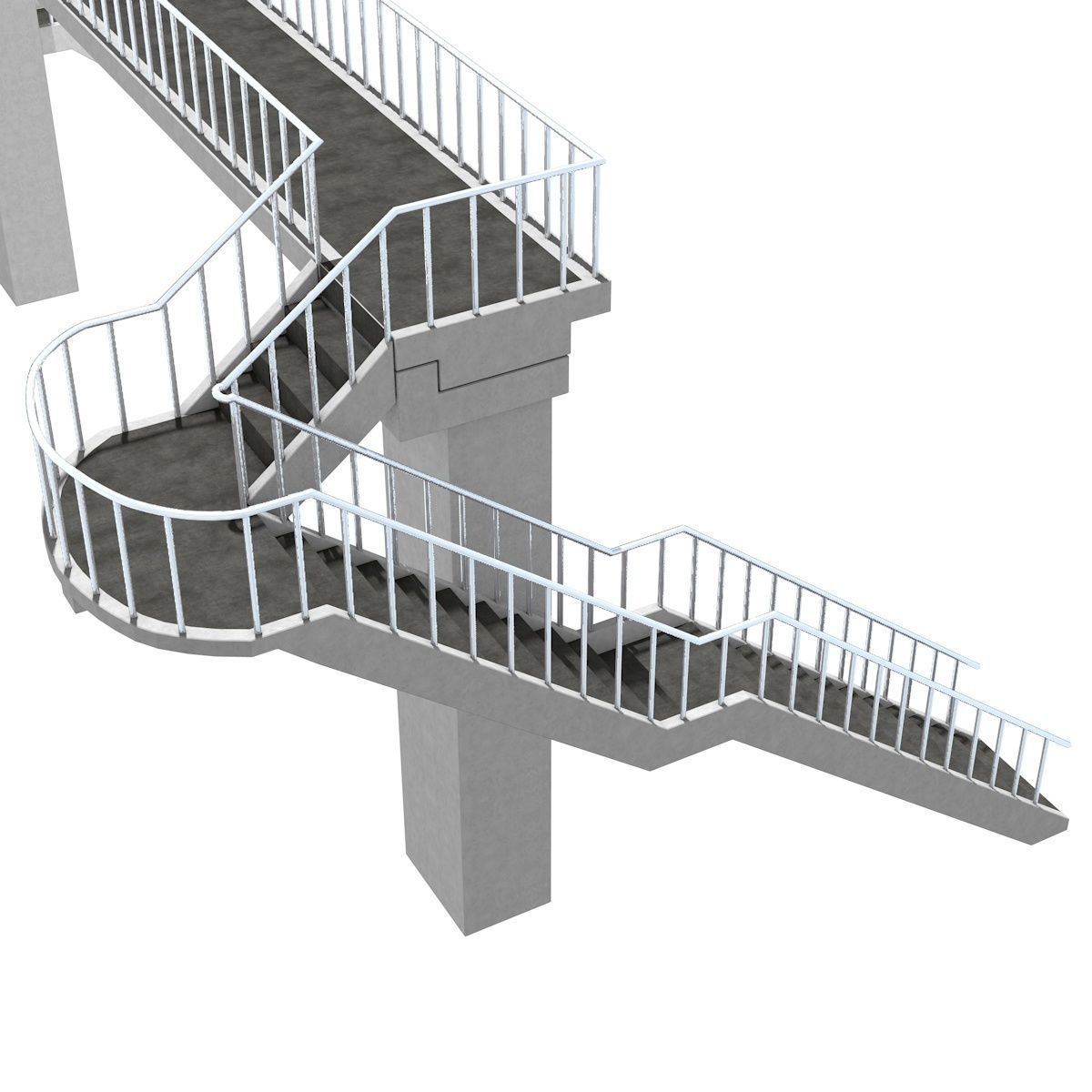 Footbridge bridge with stairs leading up to it 3D model_5