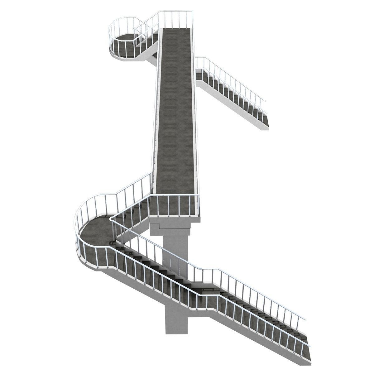 Footbridge bridge with stairs leading up to it 3D model_2