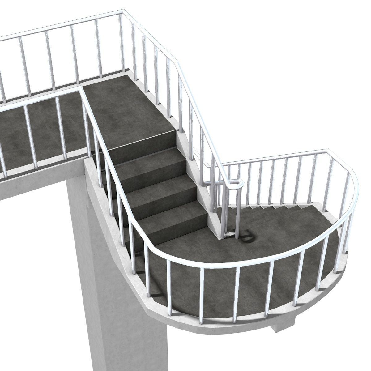 Footbridge bridge with stairs leading up to it 3D model_11