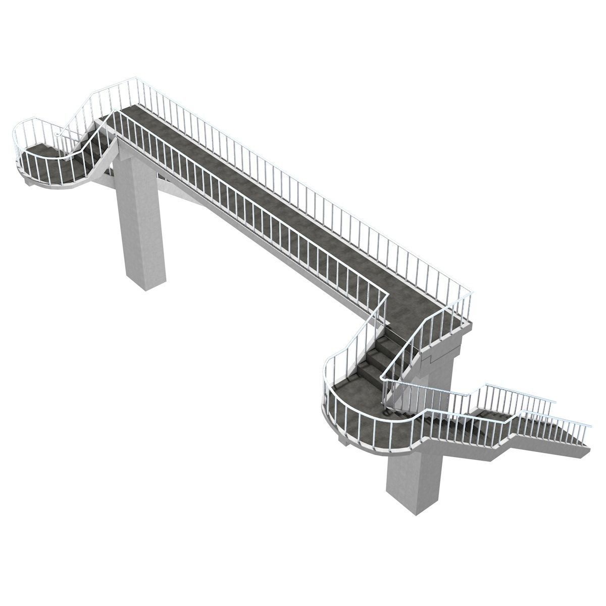 Footbridge bridge with stairs leading up to it 3D model_7