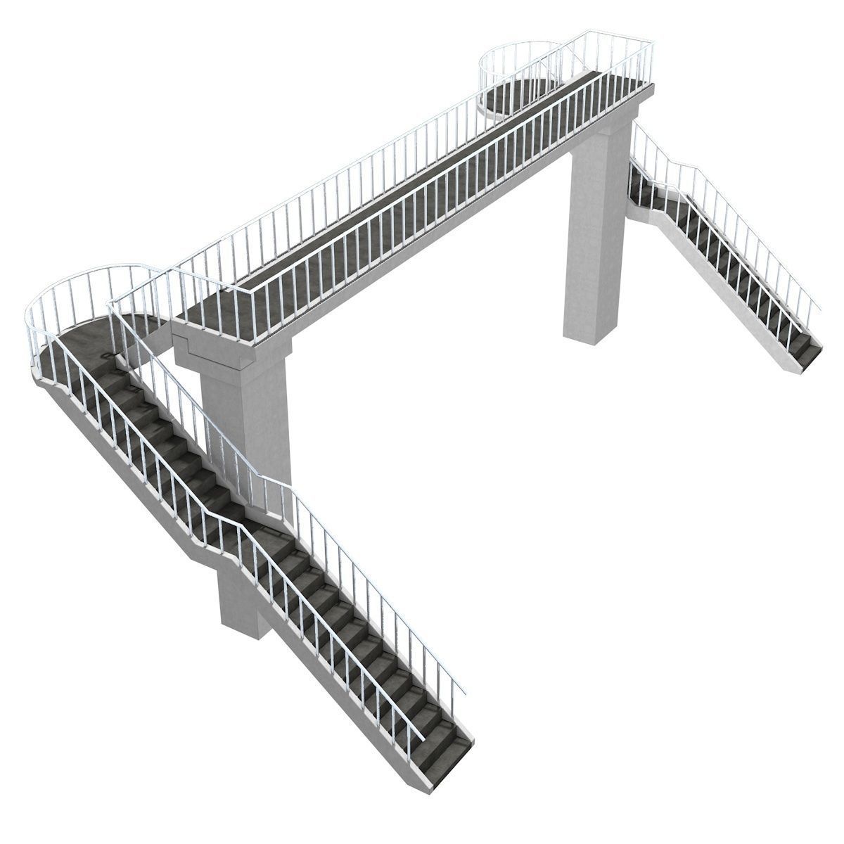 Footbridge bridge with stairs leading up to it 3D model_1