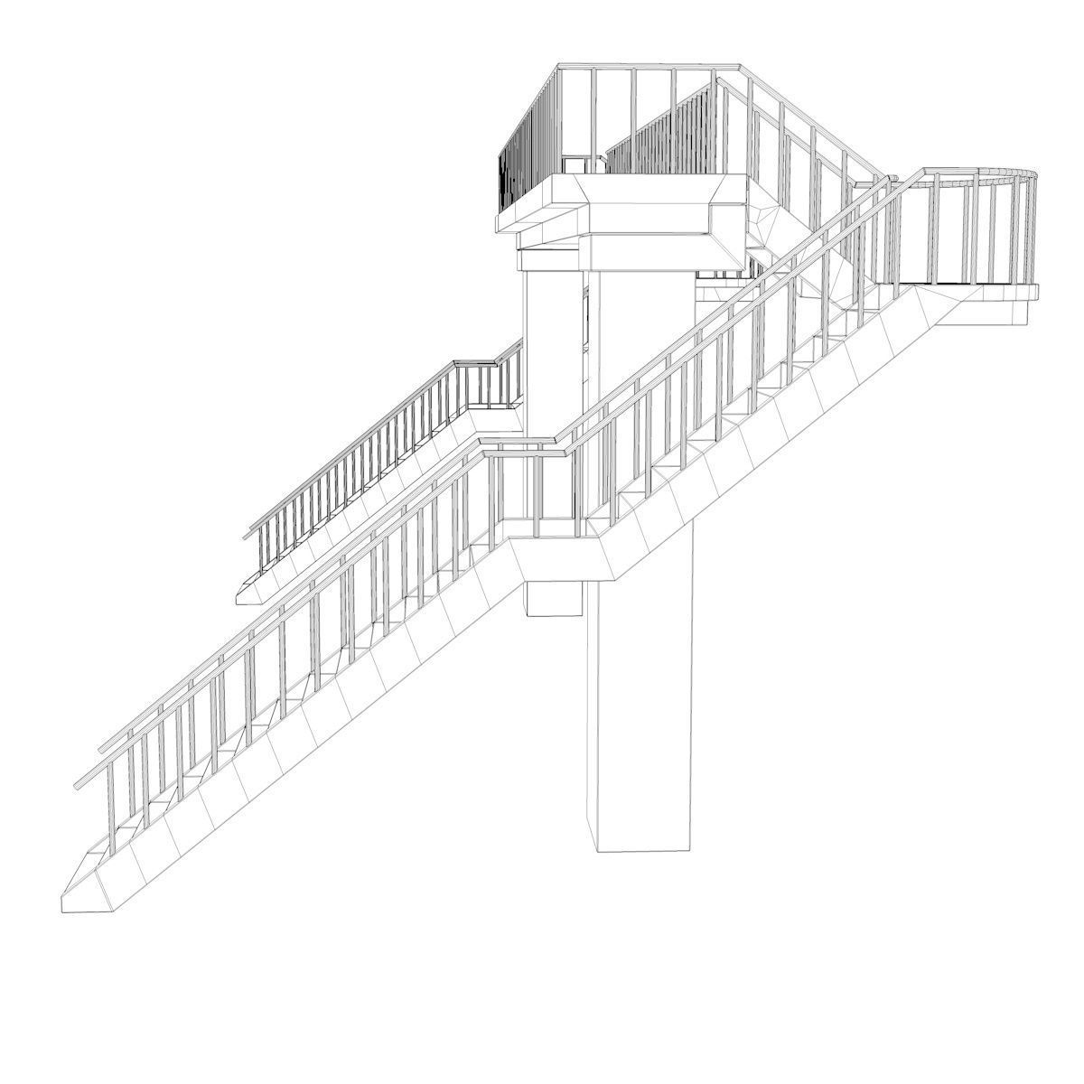 Footbridge bridge with stairs leading up to it 3D model_16