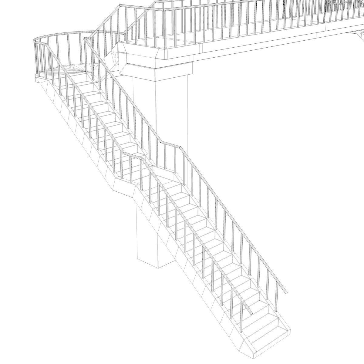 Footbridge bridge with stairs leading up to it 3D model_18