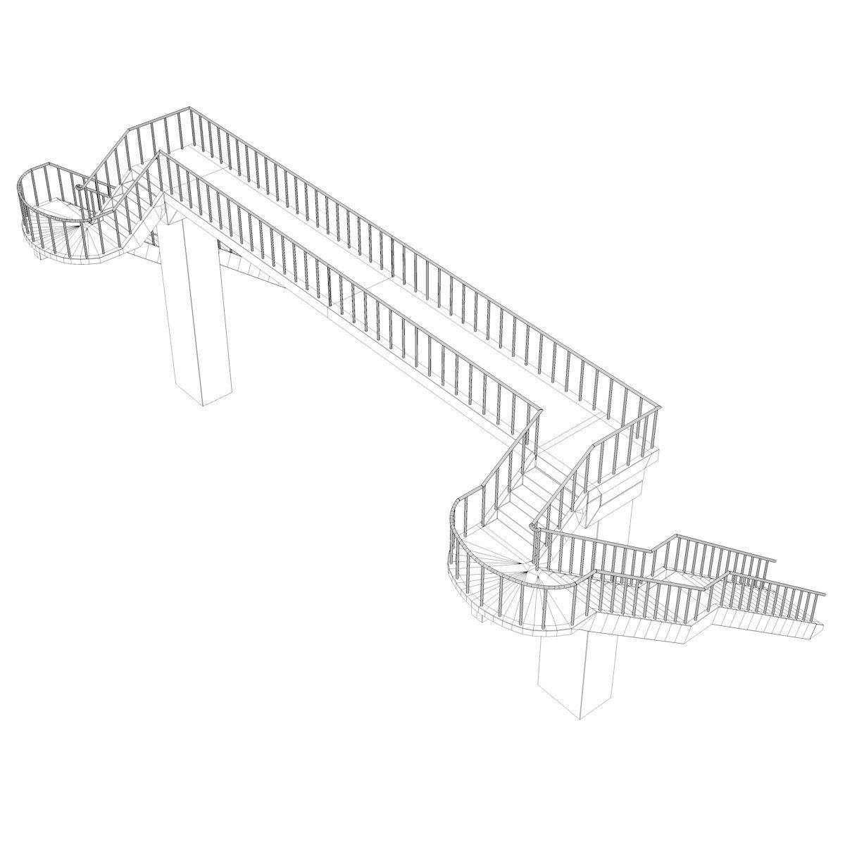Footbridge bridge with stairs leading up to it 3D model_25