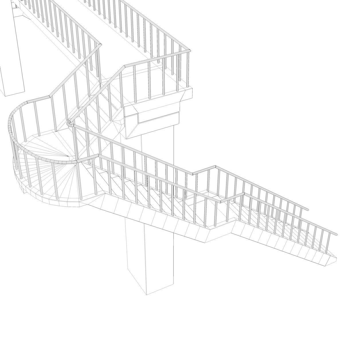 Footbridge bridge with stairs leading up to it 3D model_20