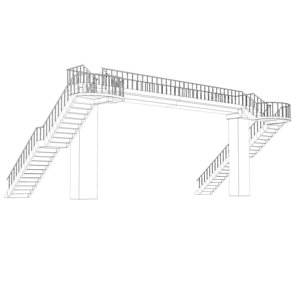 Footbridge bridge with stairs leading up to it 3D model_15