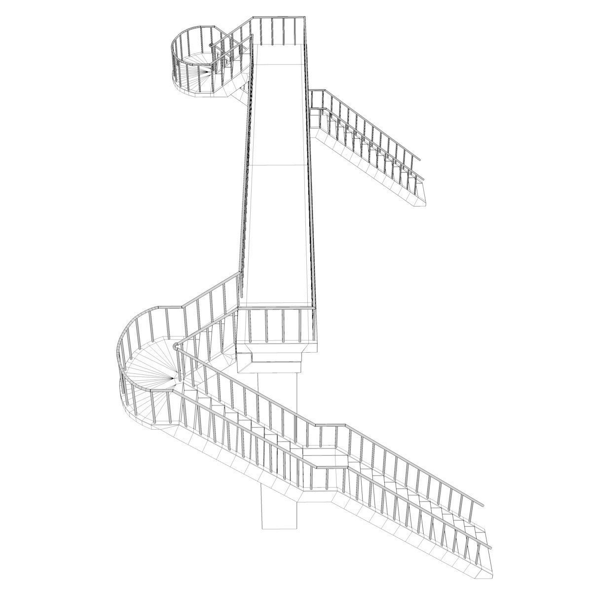 Footbridge bridge with stairs leading up to it 3D model_24