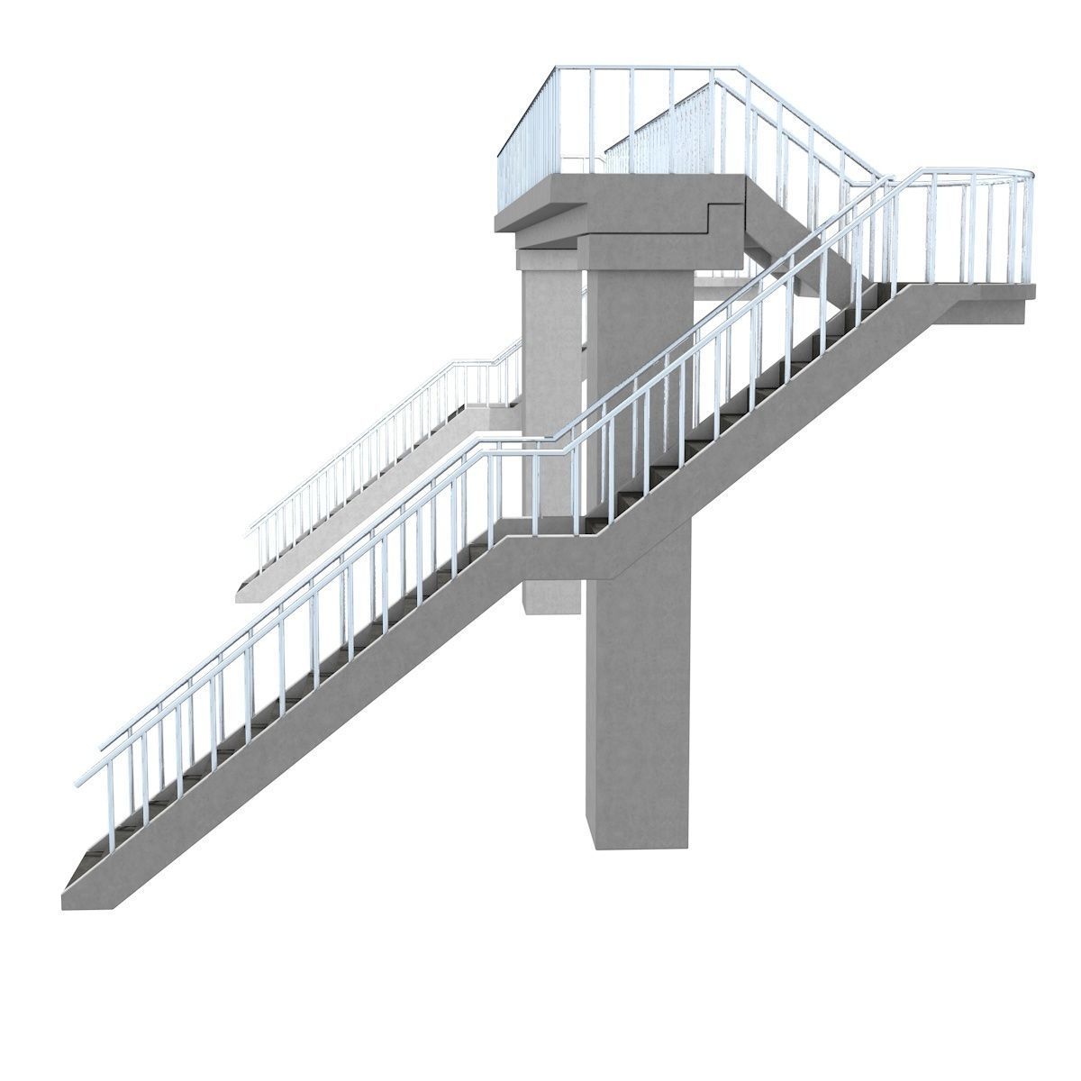 Footbridge bridge with stairs leading up to it 3D model_9