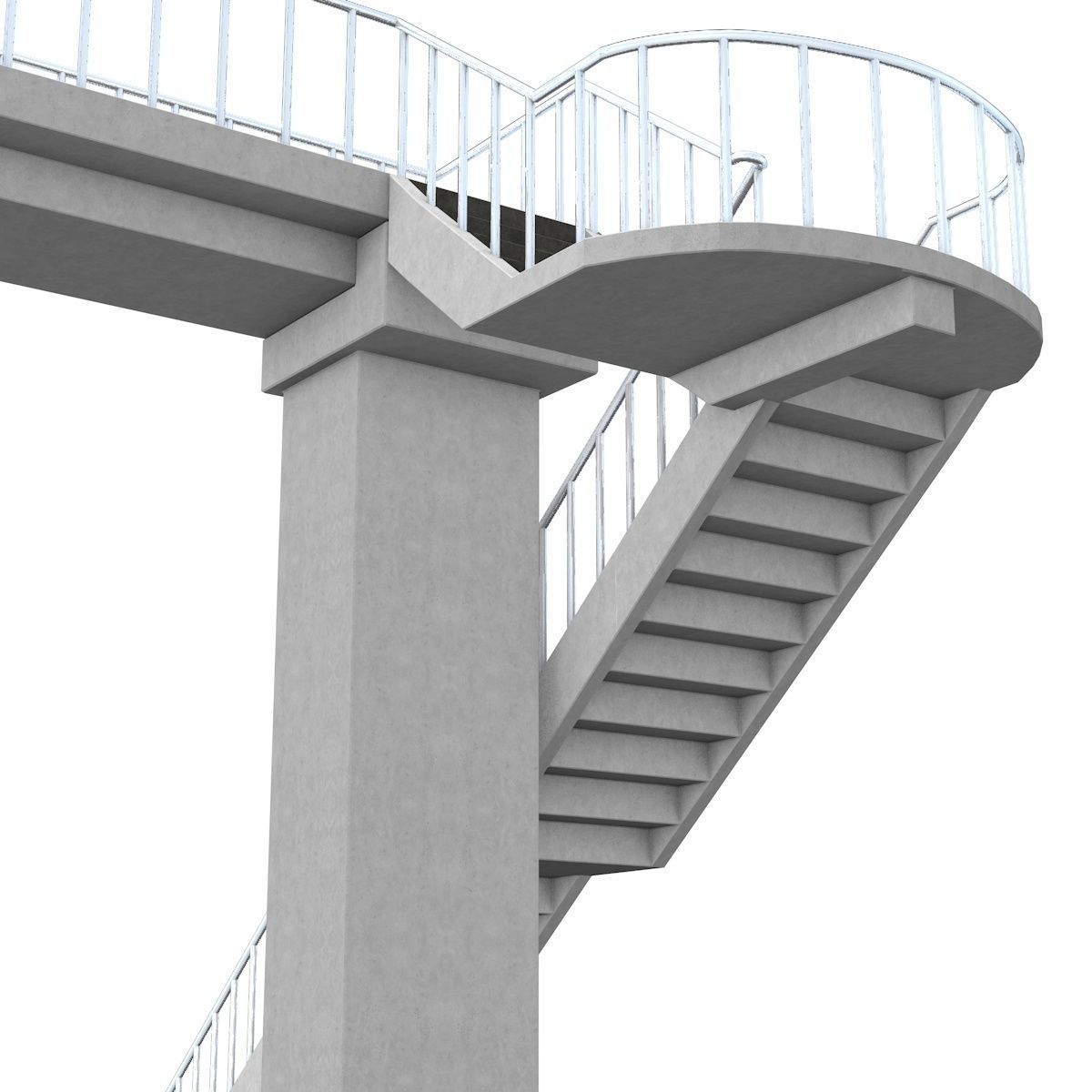 Footbridge bridge with stairs leading up to it 3D model_12