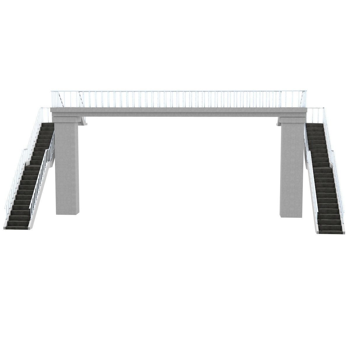 Footbridge bridge with stairs leading up to it 3D model_4