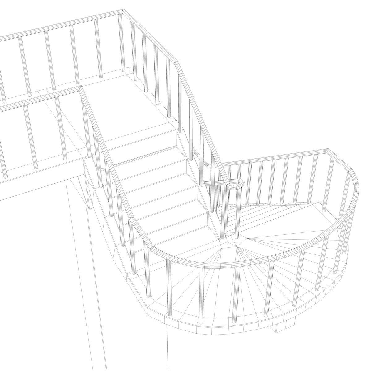 Footbridge bridge with stairs leading up to it 3D model_21