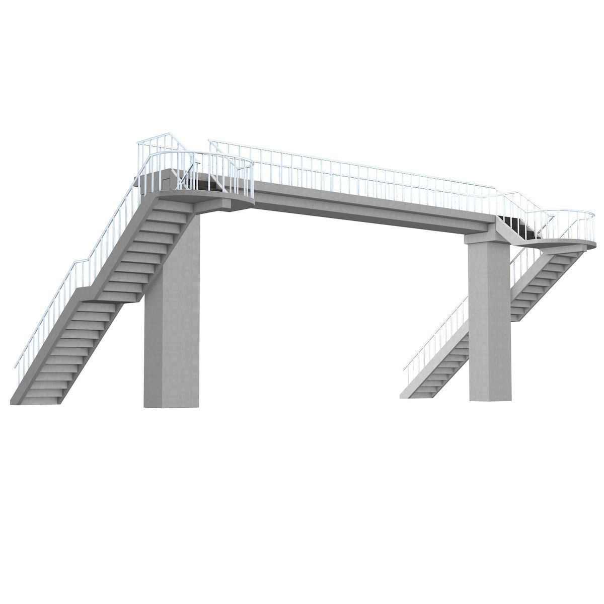 Footbridge bridge with stairs leading up to it 3D model_6
