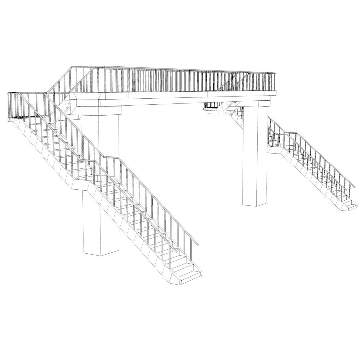 Footbridge bridge with stairs leading up to it 3D model_19