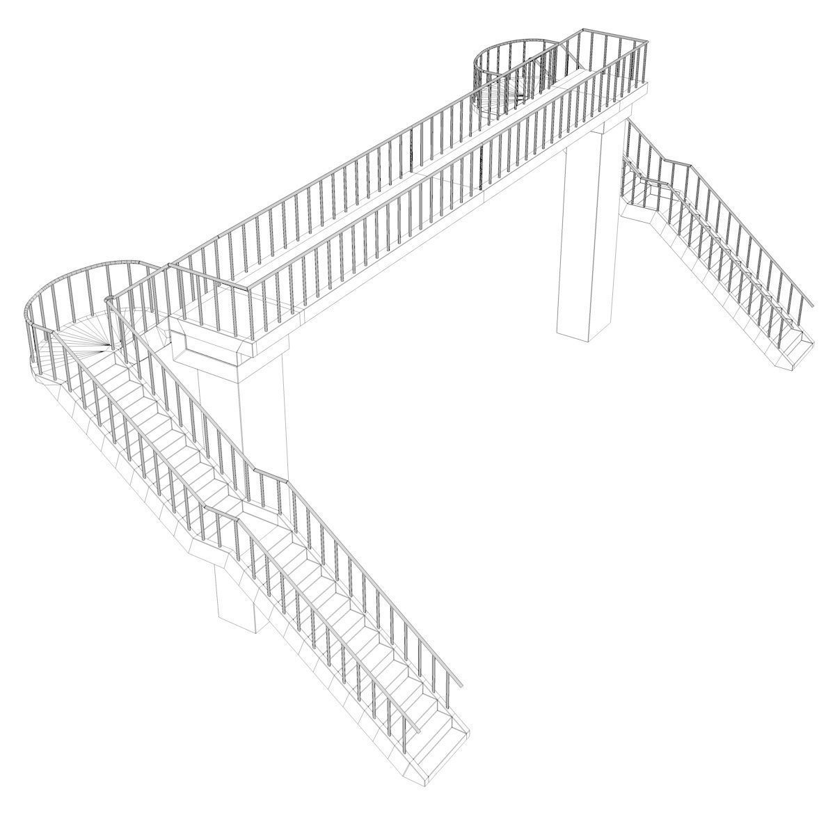 Footbridge bridge with stairs leading up to it 3D model_23