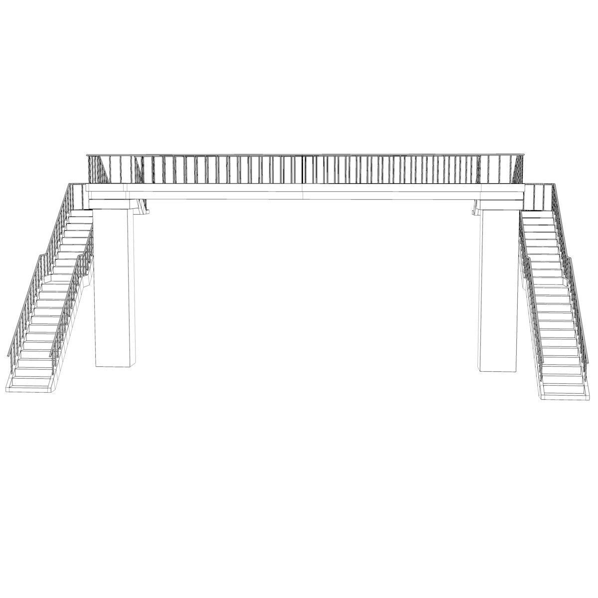 Footbridge bridge with stairs leading up to it 3D model_17