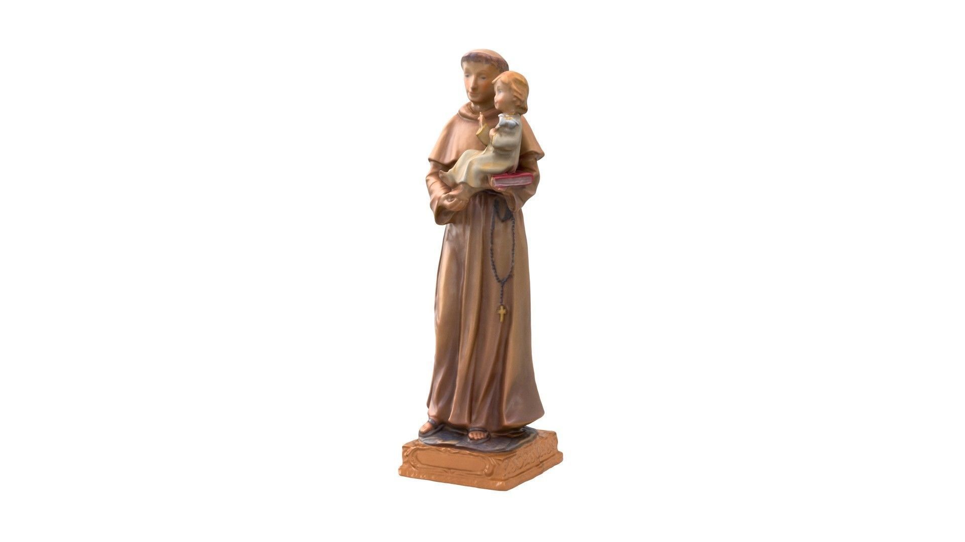 Statue - Saint Anthony Painted Low-poly 3D model_1