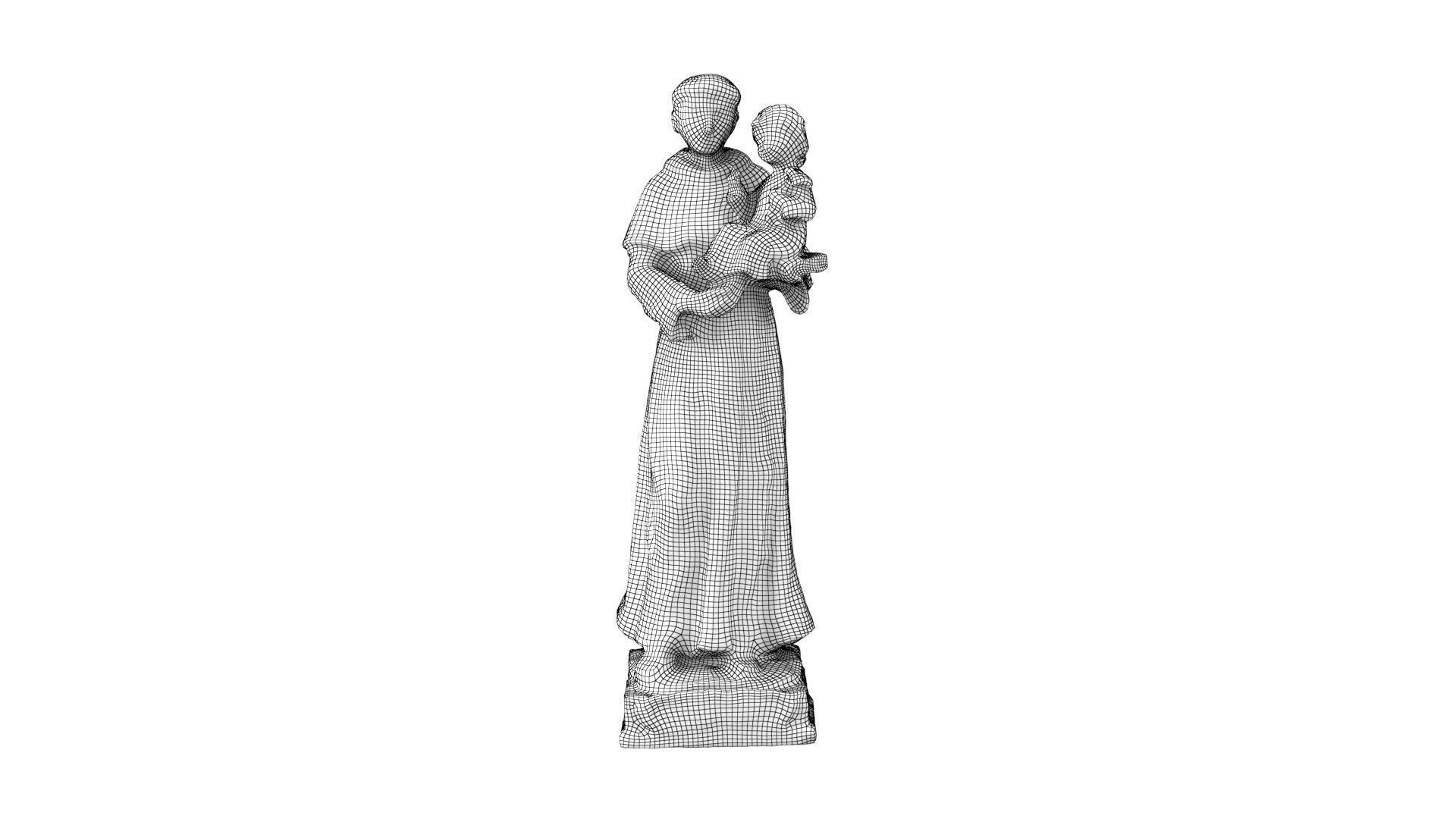 Statue - Saint Anthony Painted Low-poly 3D model_9