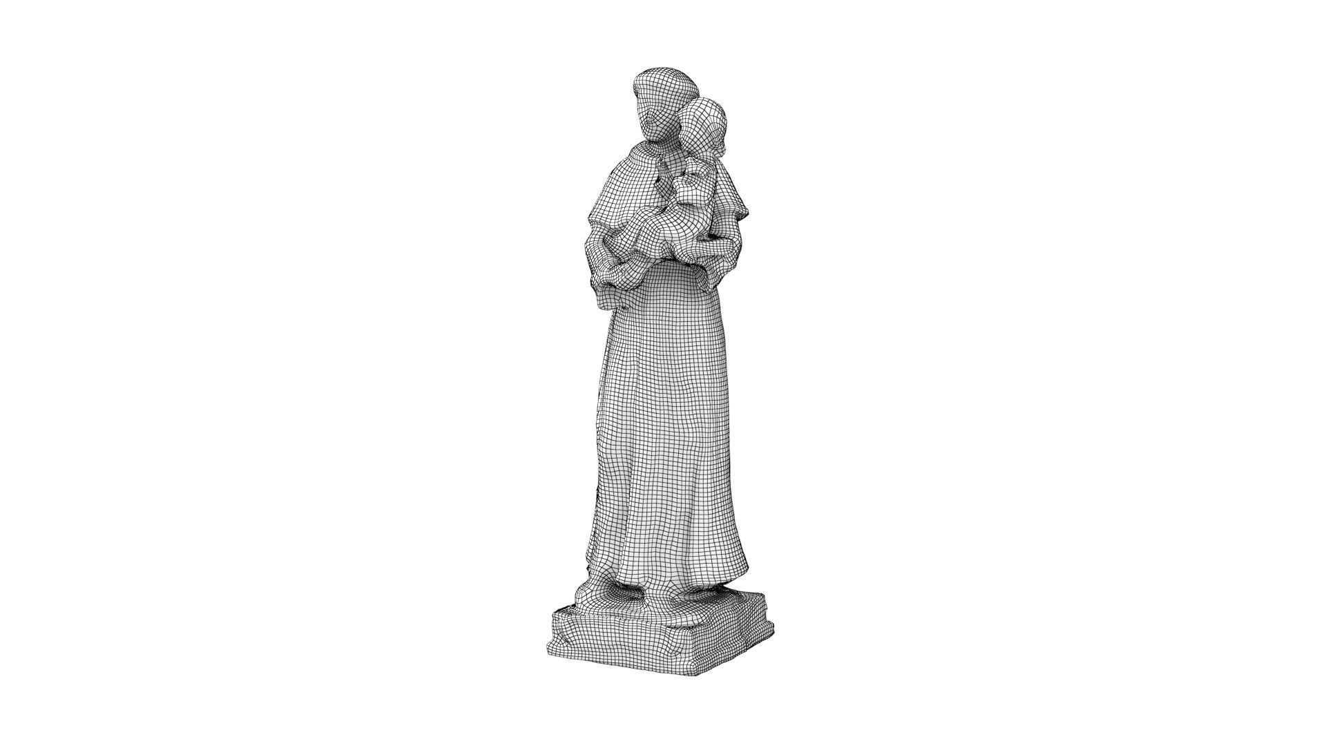 Statue - Saint Anthony Painted Low-poly 3D model_10