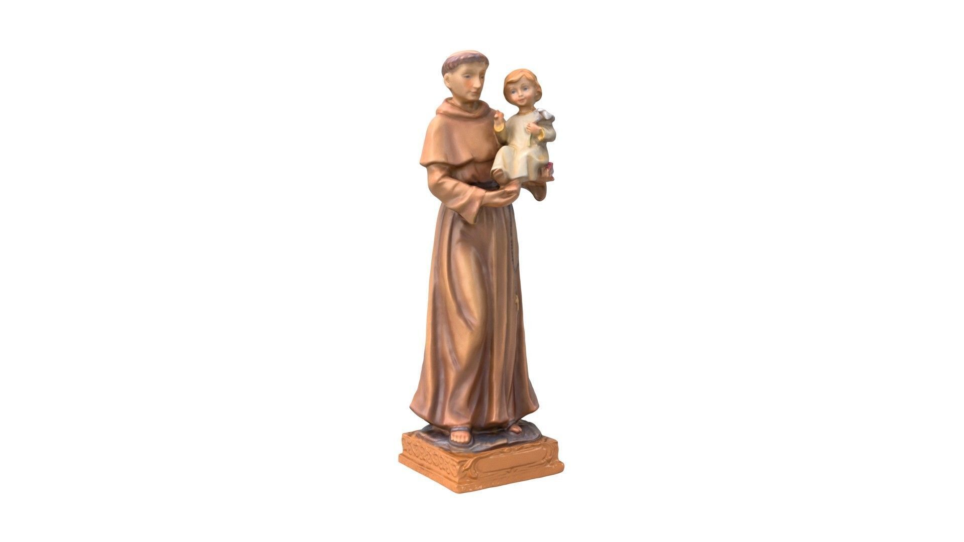 Statue - Saint Anthony Painted Low-poly 3D model_3