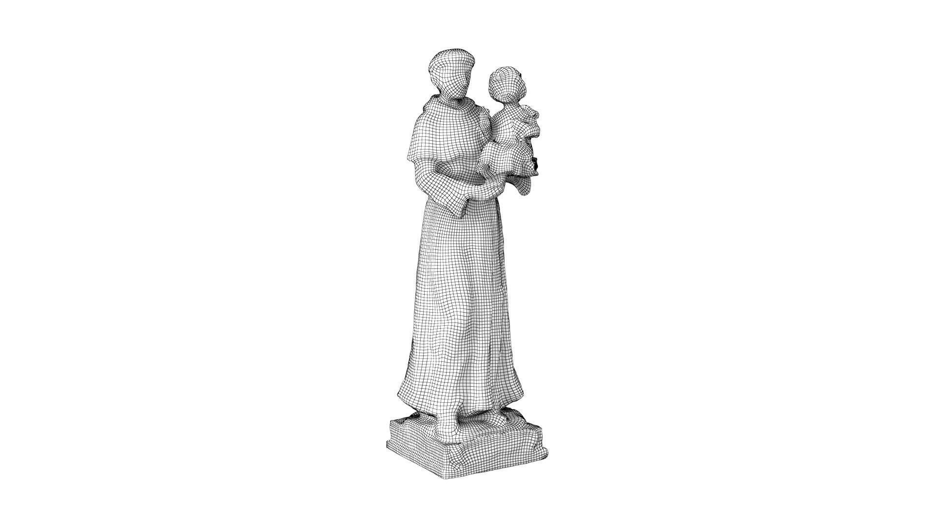 Statue - Saint Anthony Painted Low-poly 3D model_8