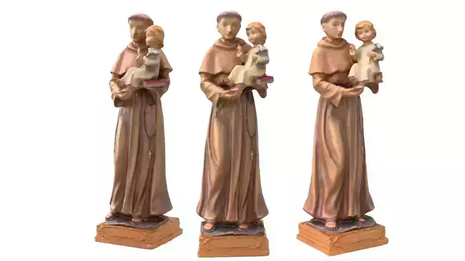 Statue - Saint Anthony Painted Low-poly 3D model