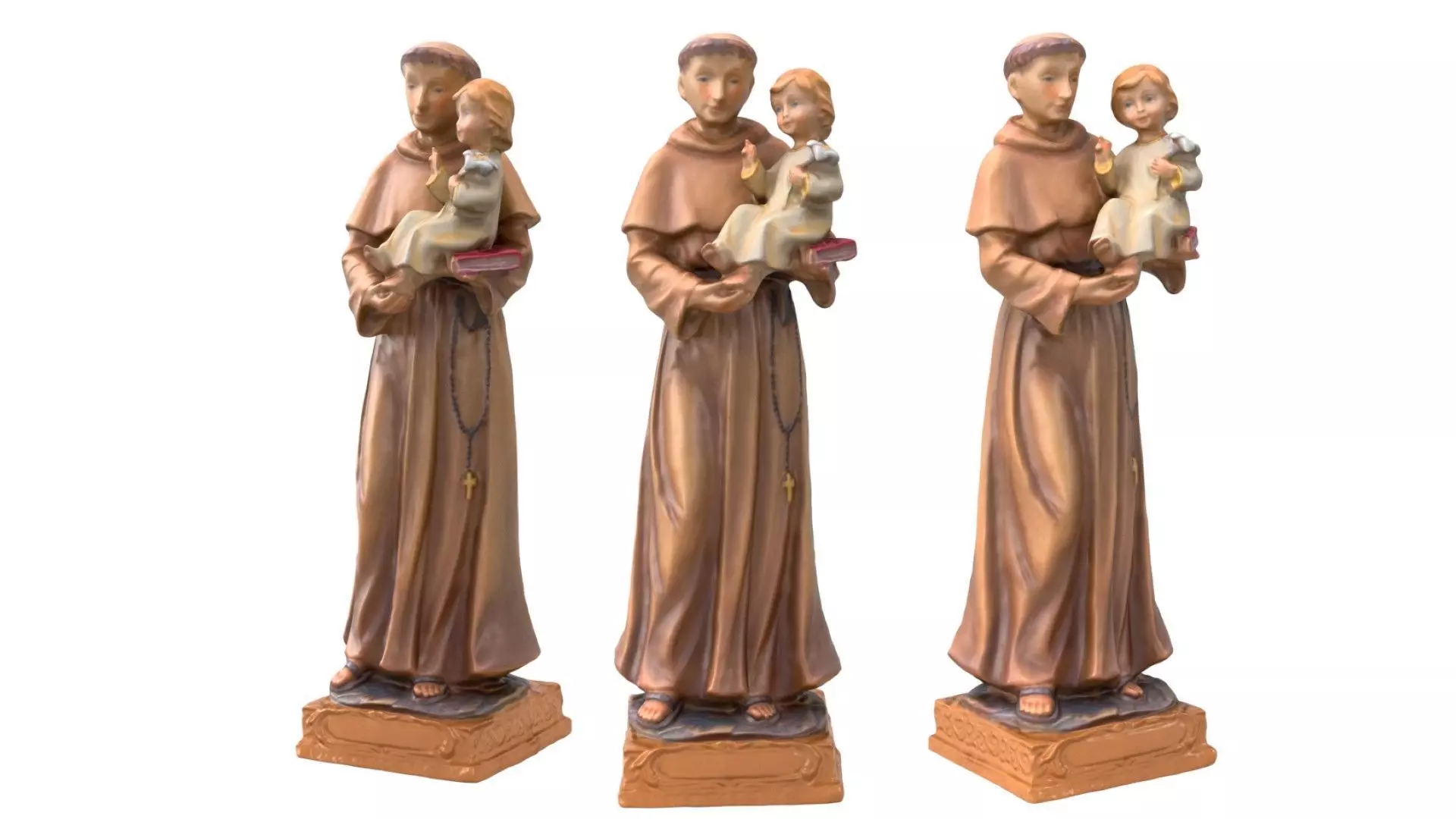 Statue - Saint Anthony Painted Low-poly 3D model_0