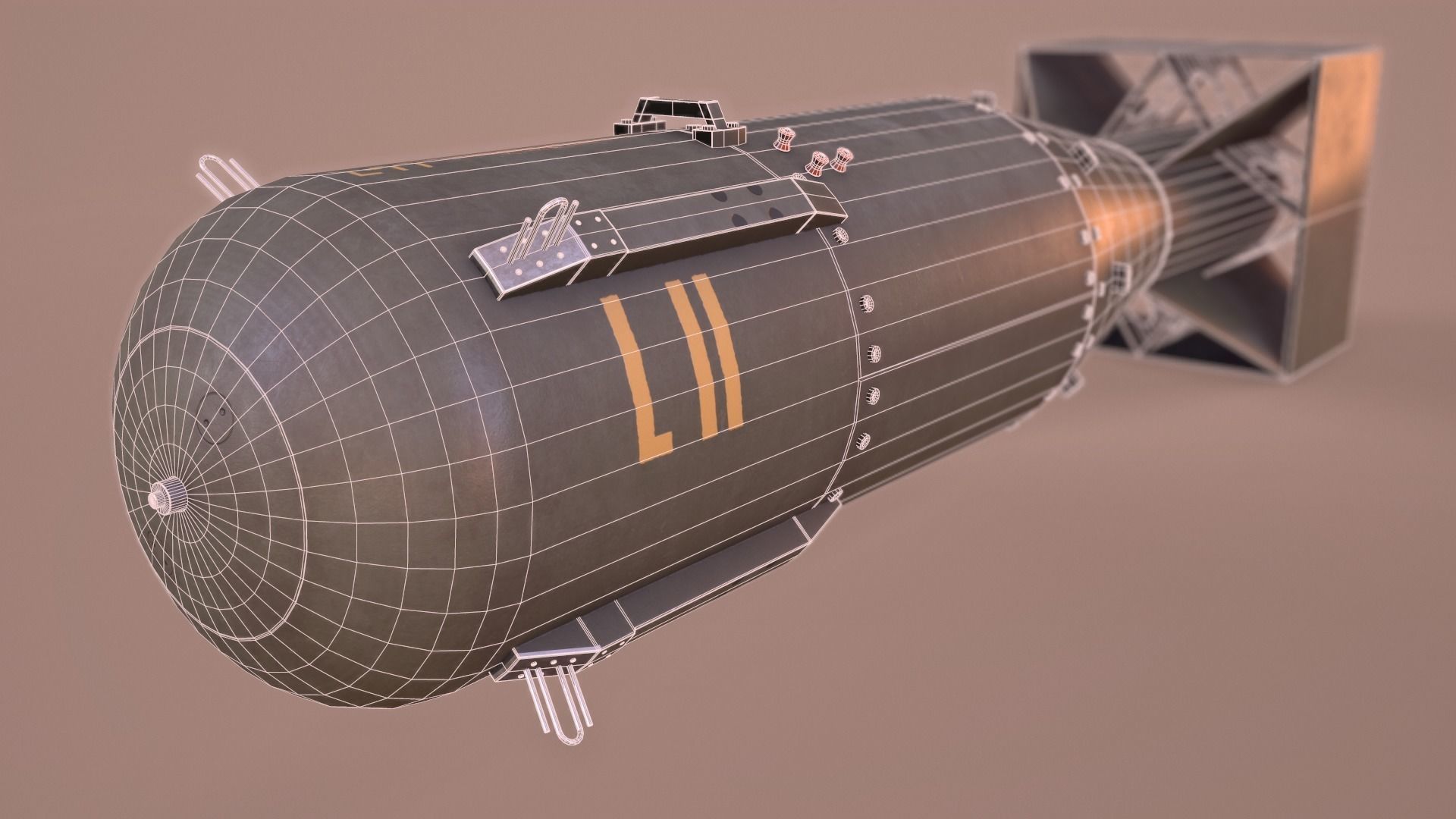 Little Boy Atomic Bomb Low-poly 3D model_14