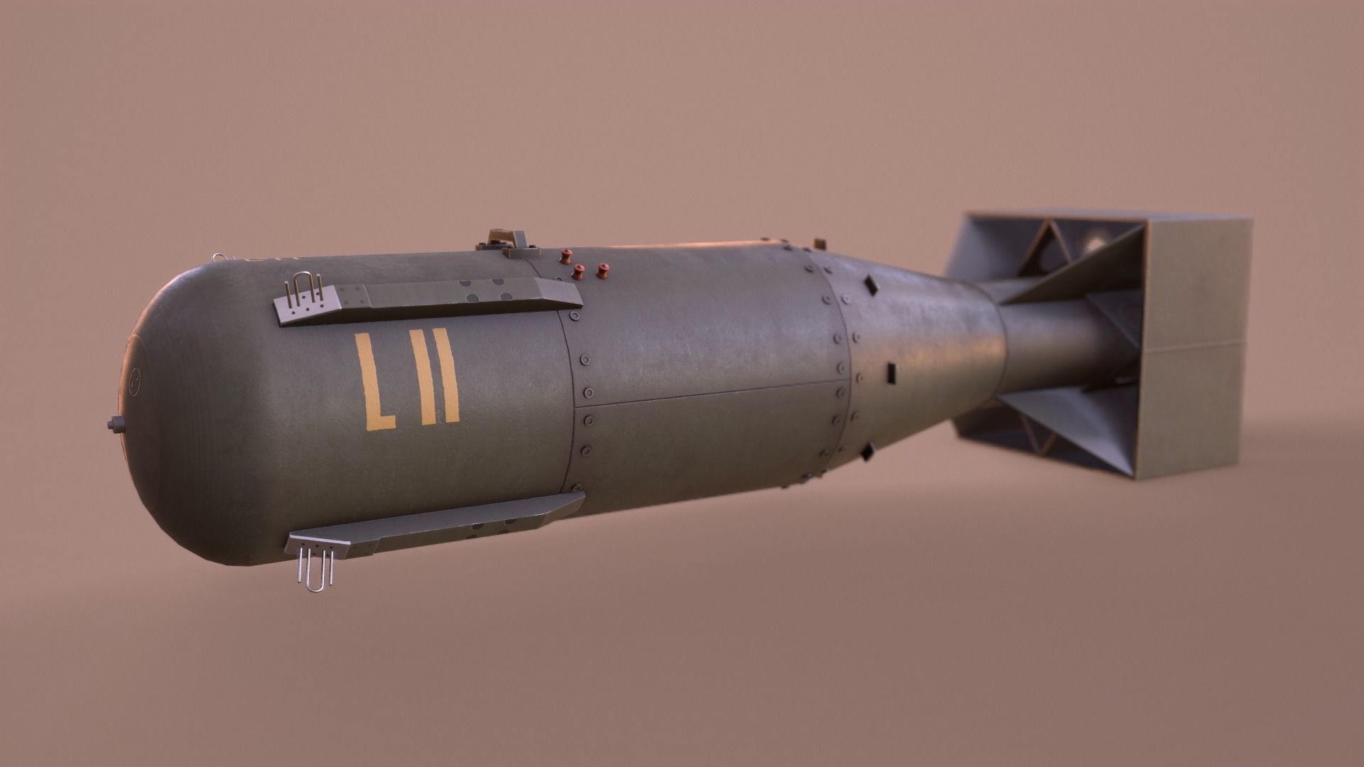 Little Boy Atomic Bomb Low-poly 3D model_3
