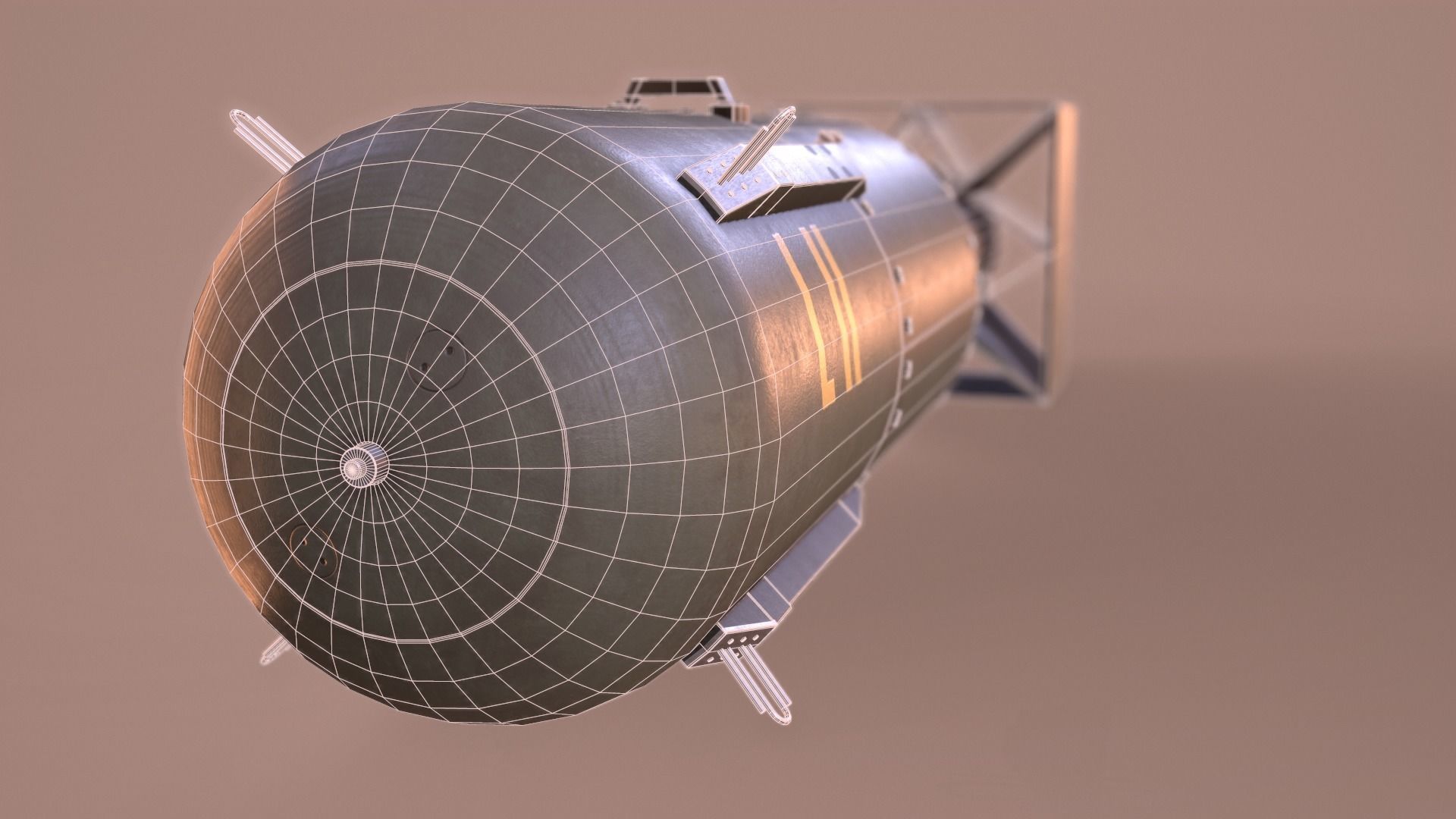 Little Boy Atomic Bomb Low-poly 3D model_19