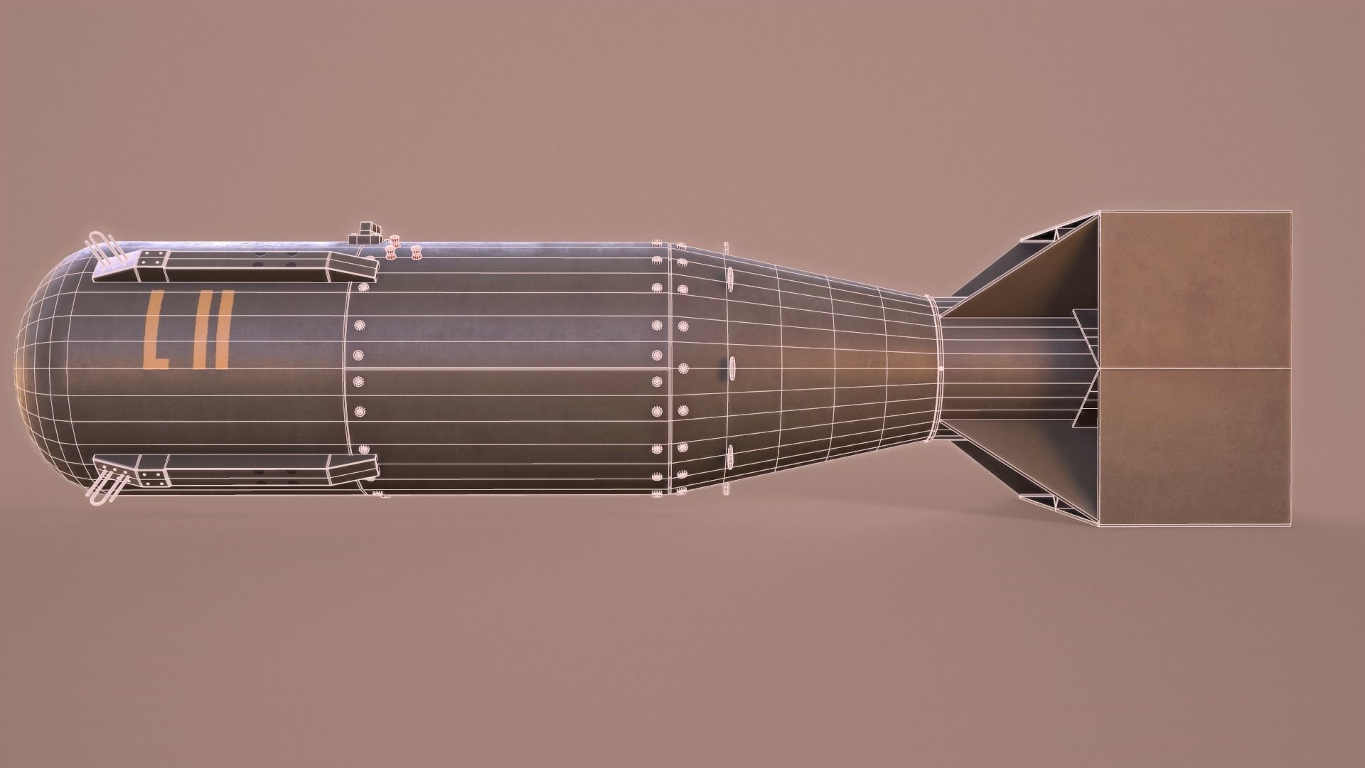 Little Boy Atomic Bomb Low-poly 3D model_15