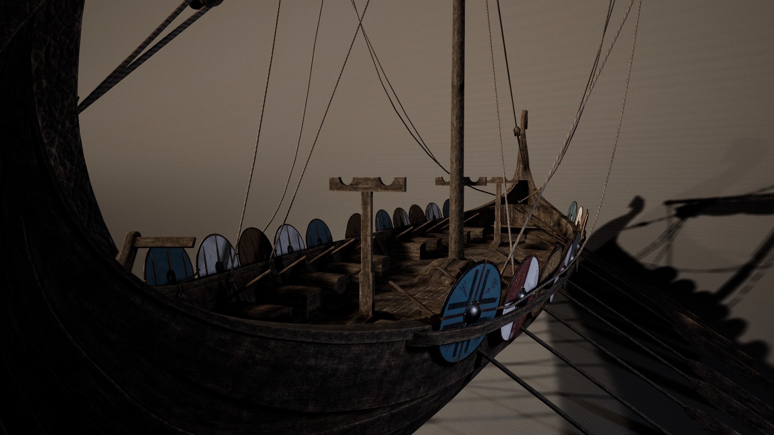 Viking Big Ship Game-Ready Low-poly 3D model_8